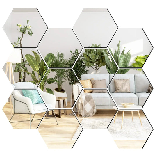 12 Piece Hexagon Acrylic Mirror Set