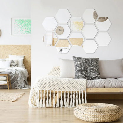 12 Piece Hexagon Acrylic Mirror Set